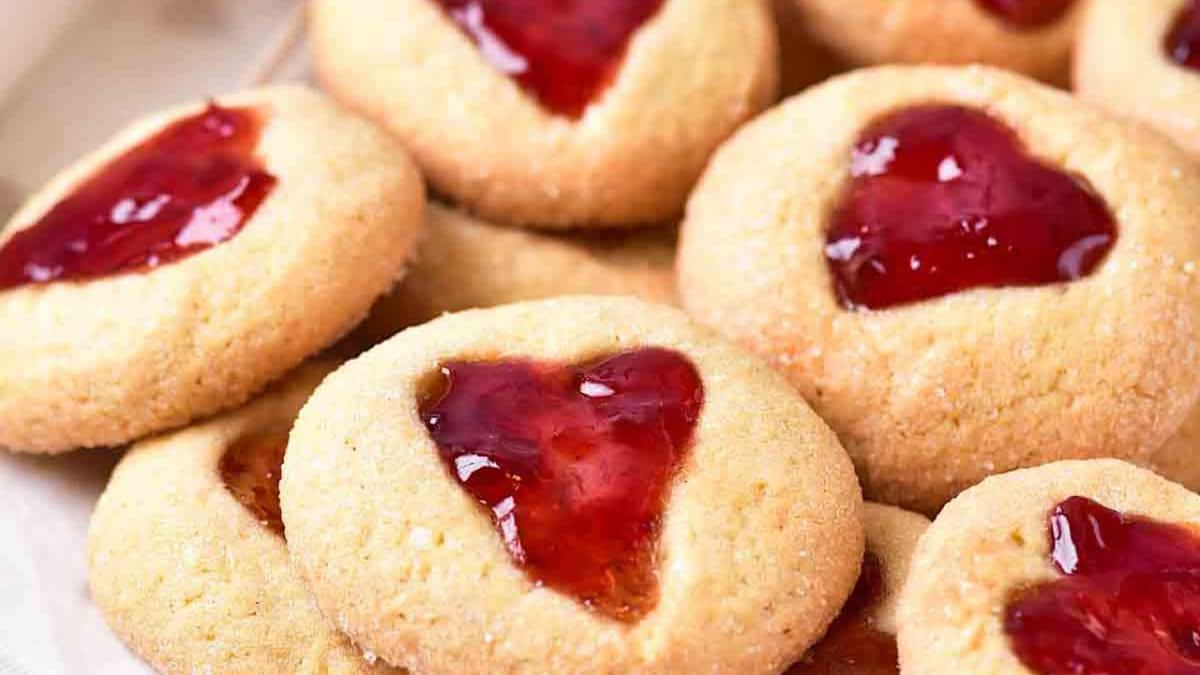 Heart Thumbprint Cookies.