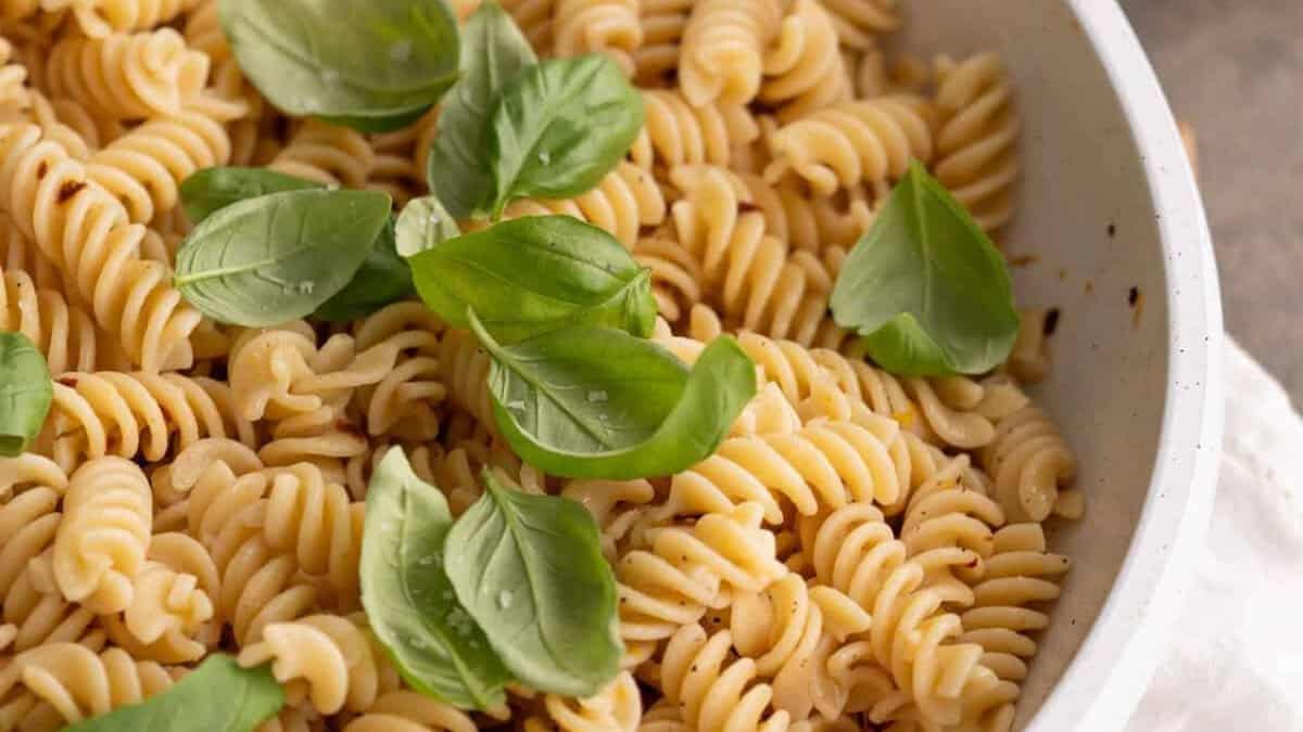 Lemon Garlic Pasta with Basil.