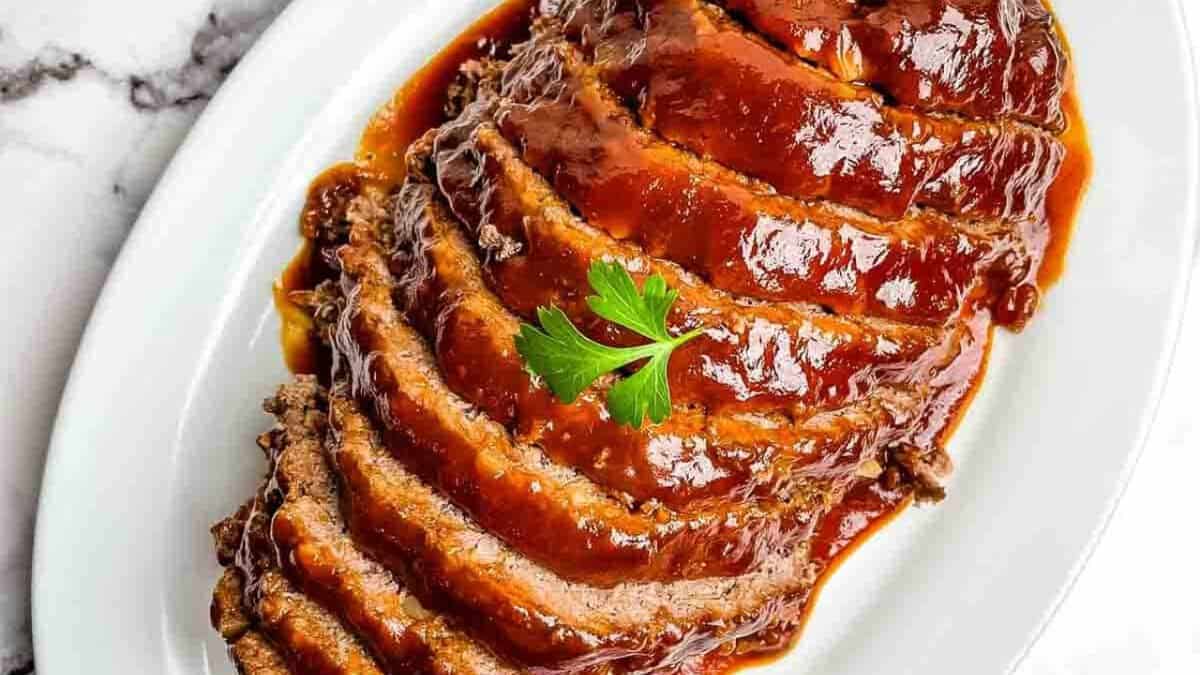 Meatloaf with BBQ Sauce and Brown Sugar.