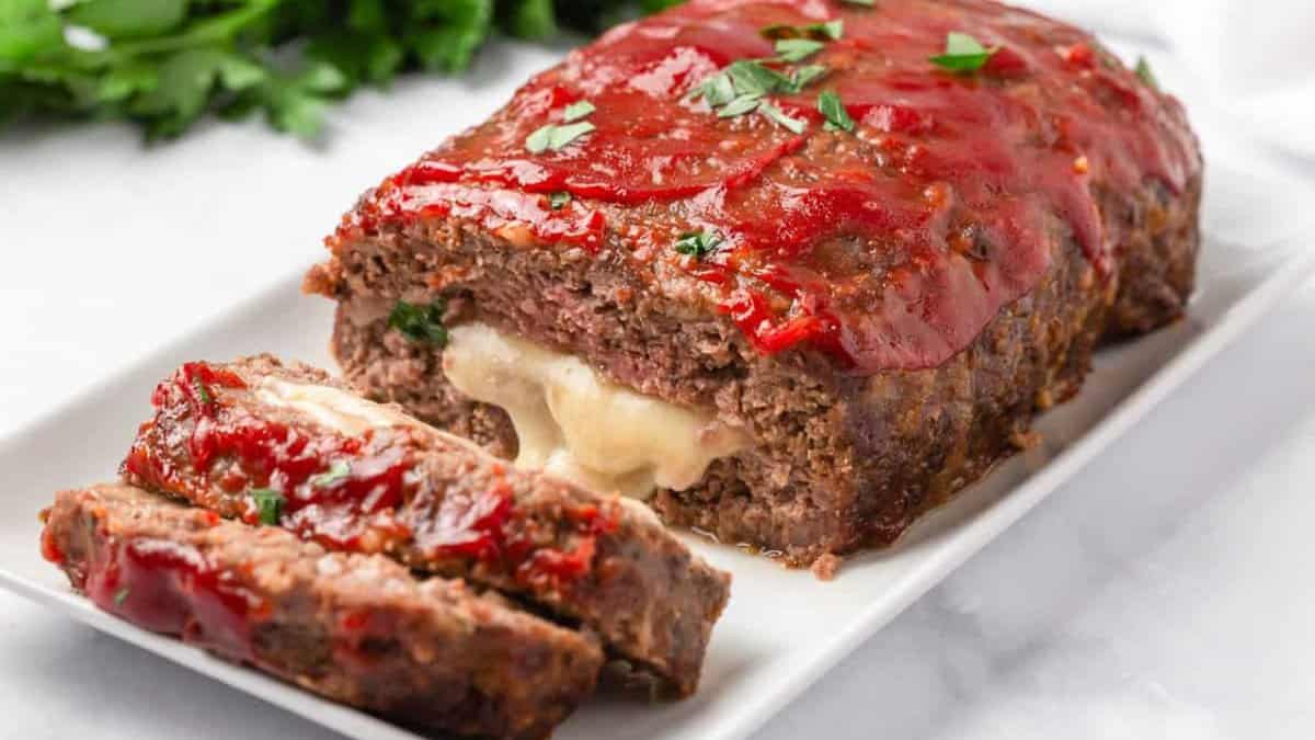 Mozzarella Stuffed Meatloaf.