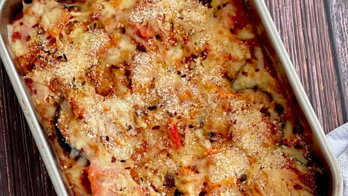 Roasted Eggplant and Red Pepper Bake.