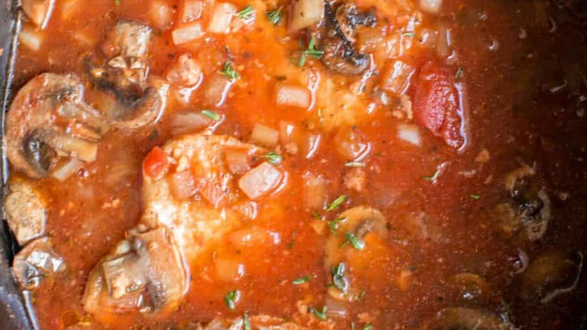 Slow Cooker Pork Chop Cacciatore.