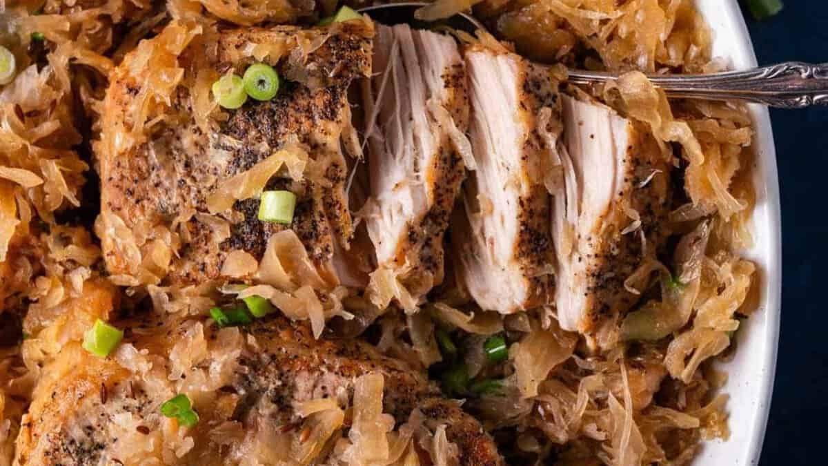 Slow Cooker Pork Chops and Sauerkraut.