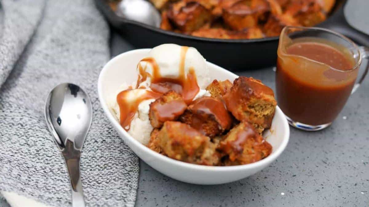 Soda Bread Pudding with Whiskey Caramel.