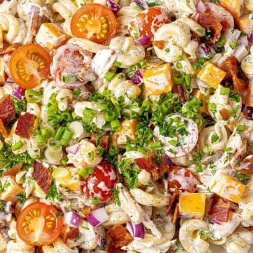 Chicken bacon ranch pasta salad.