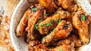Baked chicken wings.