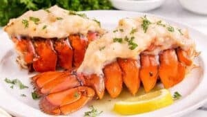 Air fried lobster tails.