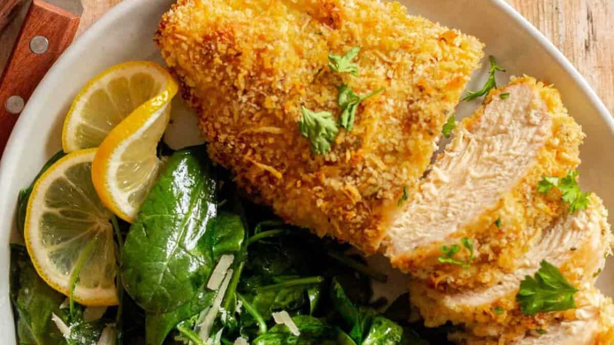 30-Minute Baked Panko Chicken with sides.