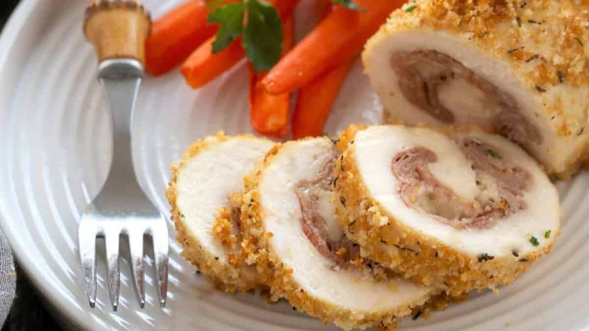 Baked Chicken Cordon Bleu.