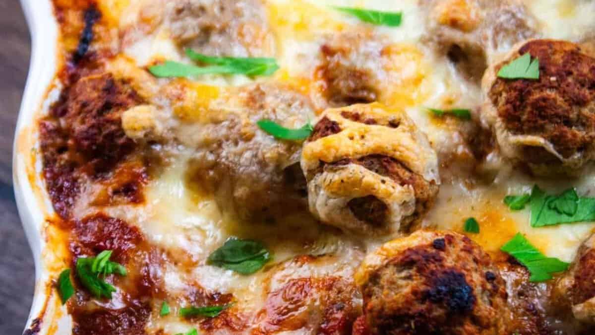 Dump and Bake Meatball Casserole.