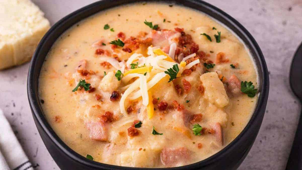 Potato soup with ham.