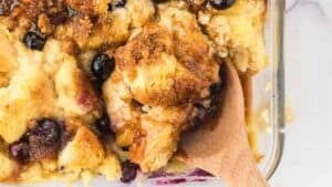 Blueberry french toast casserole.