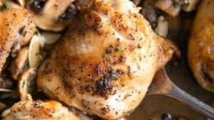 Garlic mushroom chicken thighs.