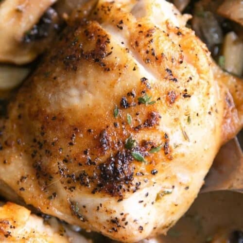Garlic mushroom chicken thighs.