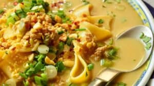 Peanut noodle soup.