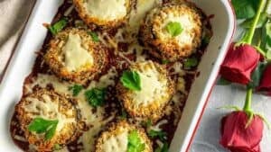 Eggplant parmesan stacks.