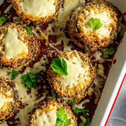 Eggplant parmesan stacks.