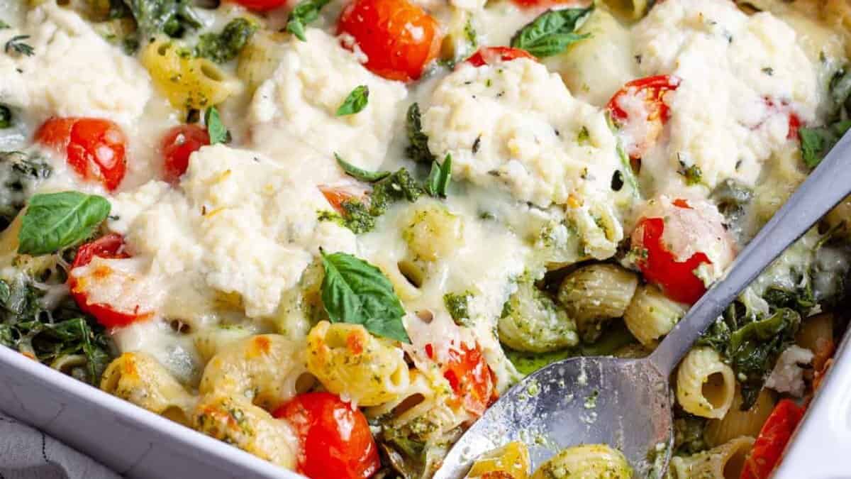 Baked Ricotta Pesto Pasta.