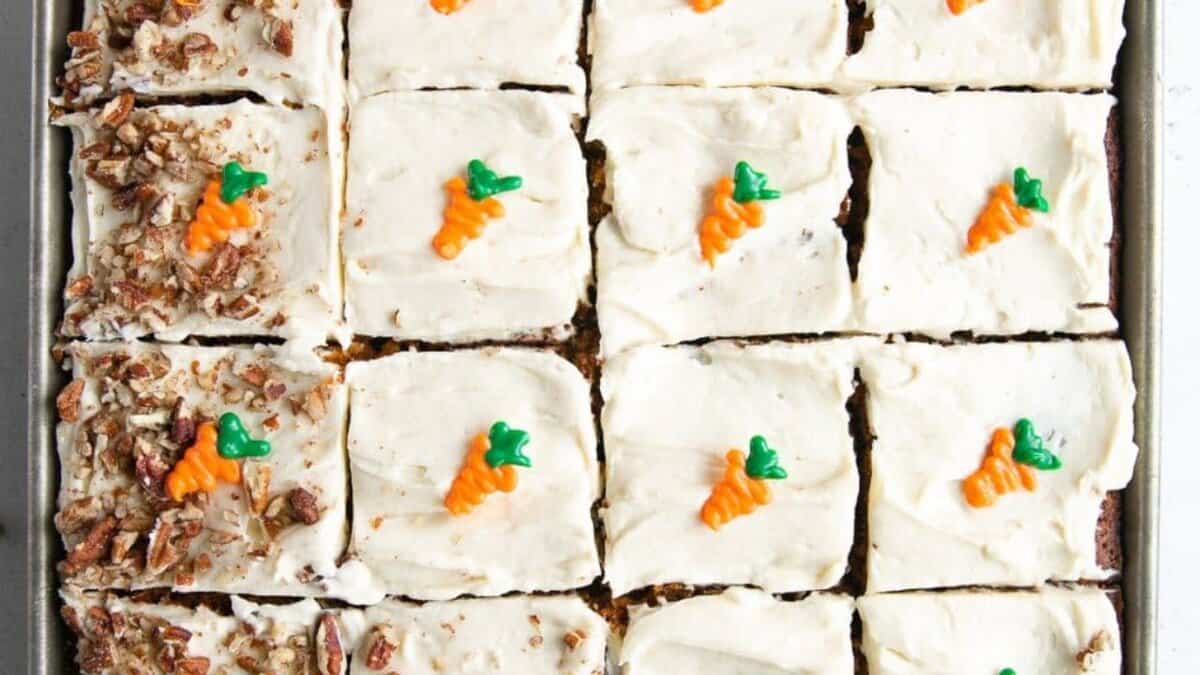 Carrot Sheet Cake Recipe with Cream Cheese Frosting.