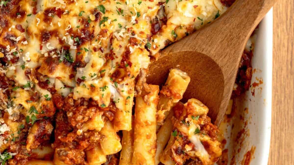 Cheesy Creamy Baked Ziti.