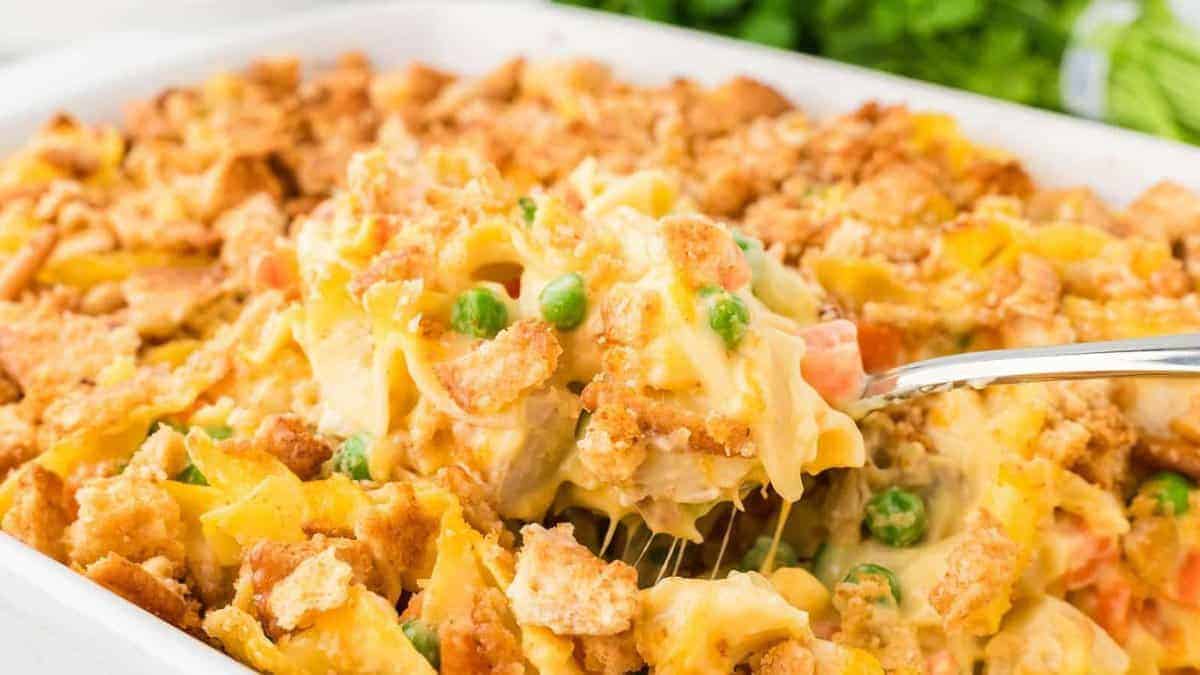 Chicken and noodle casserole.