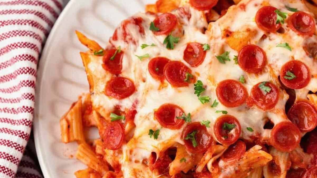 Pizza casserole.