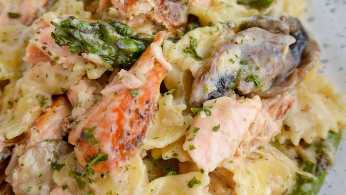 Creamy One Pot Salmon Pasta.