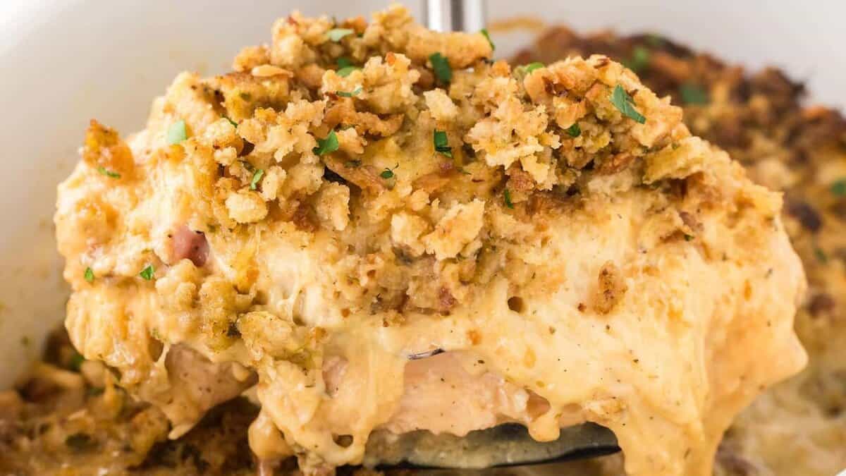 Crockpot Chicken Cordon Bleu.
