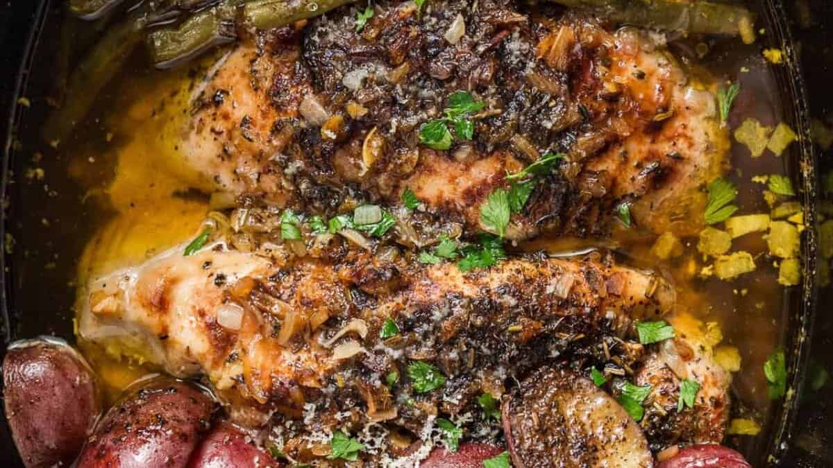 Crockpot Chicken Potatoes and Green Beans.