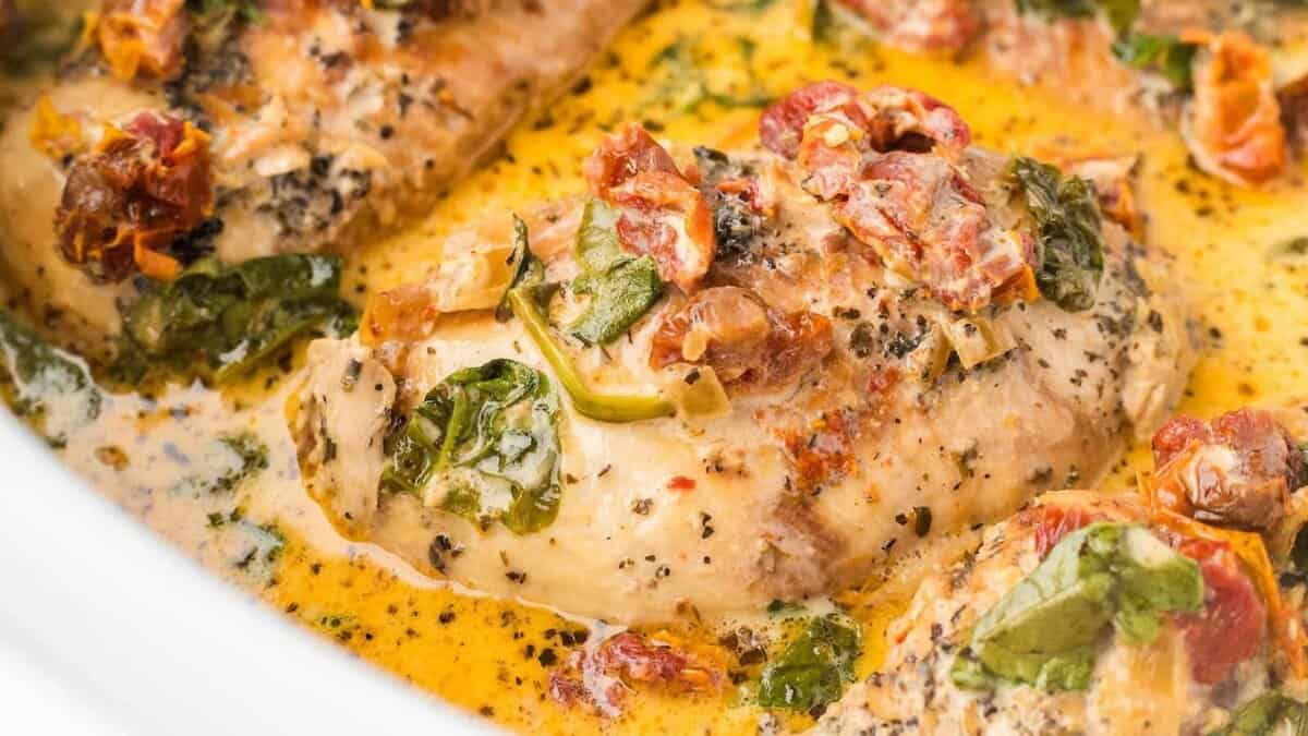 Crockpot Tuscan Chicken.