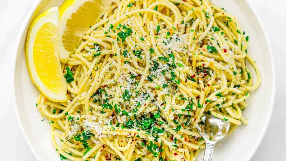 Lemon Pasta on a plate.