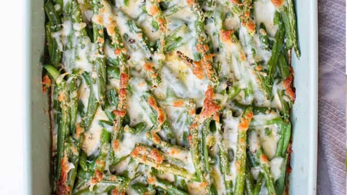 Non-Traditional Green Bean Casserole without Fried Onions.