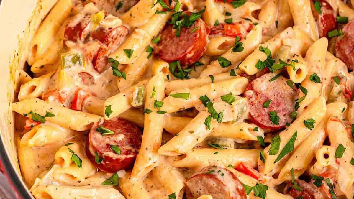 One-Pot Creamy Kielbasa Pasta.