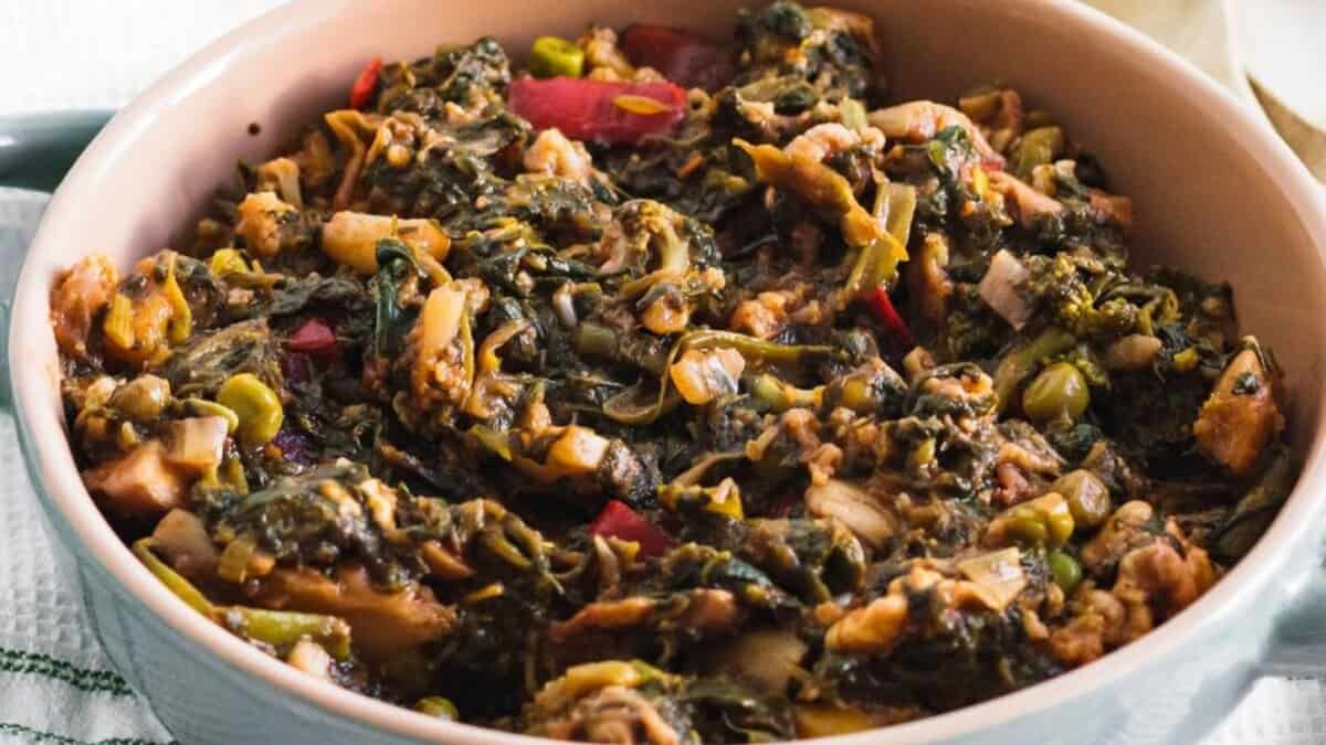 Sautéed Spinach with Mushrooms and Vegetables.