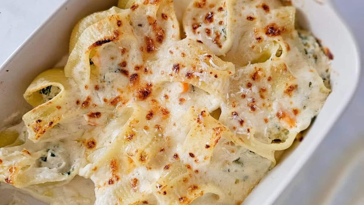 Shrimp Alfredo Stuffed Shells.