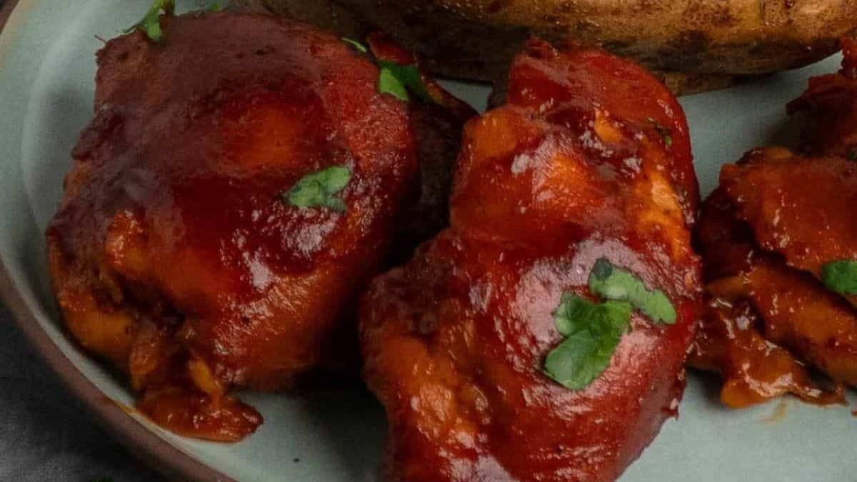 Slow Cooker BBQ Chicken Thighs.
