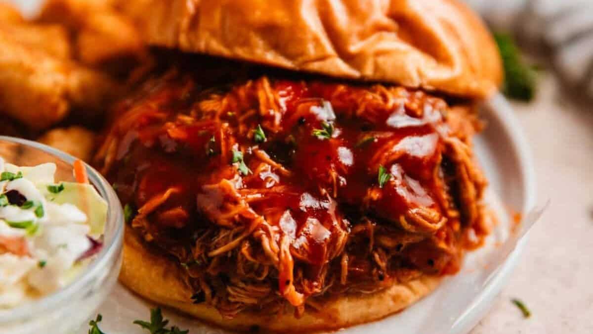 Slow Cooker BBQ Shredded Chicken.