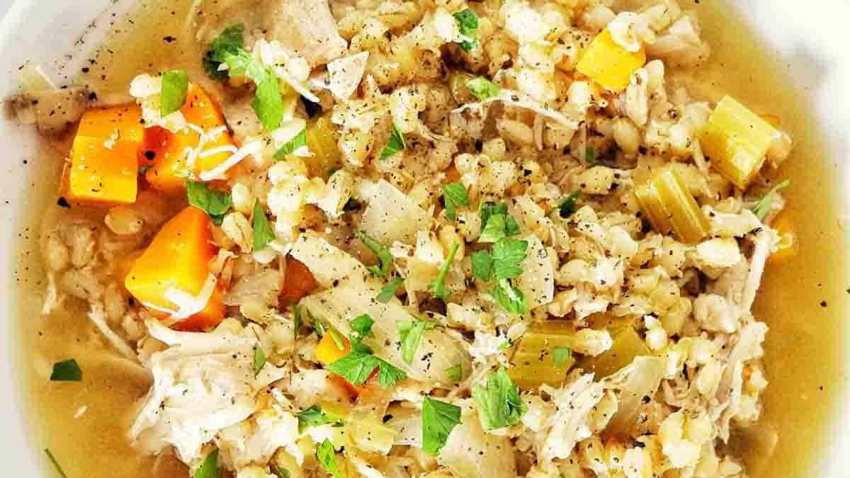 Slow Cooker Chicken Barley Soup.