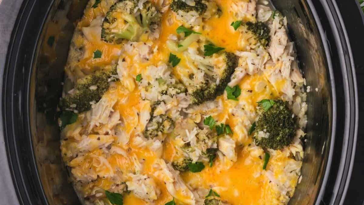 Slow Cooker Chicken Broccoli Rice.