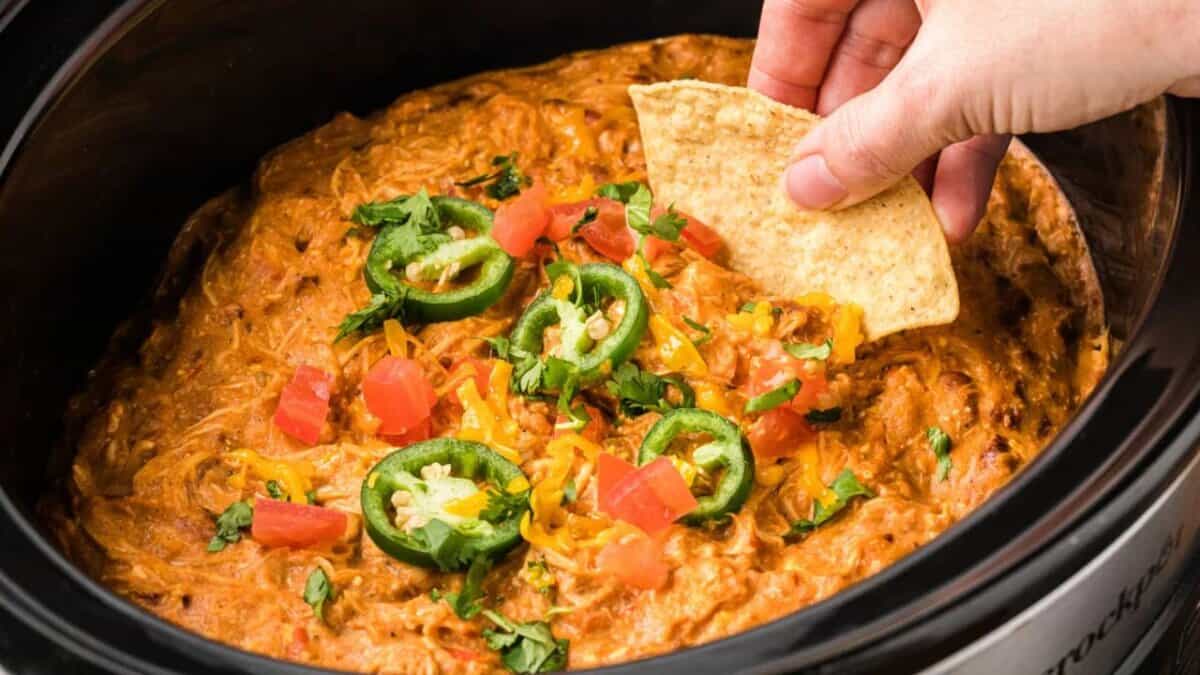 Slow Cooker Chicken Taco Dip.