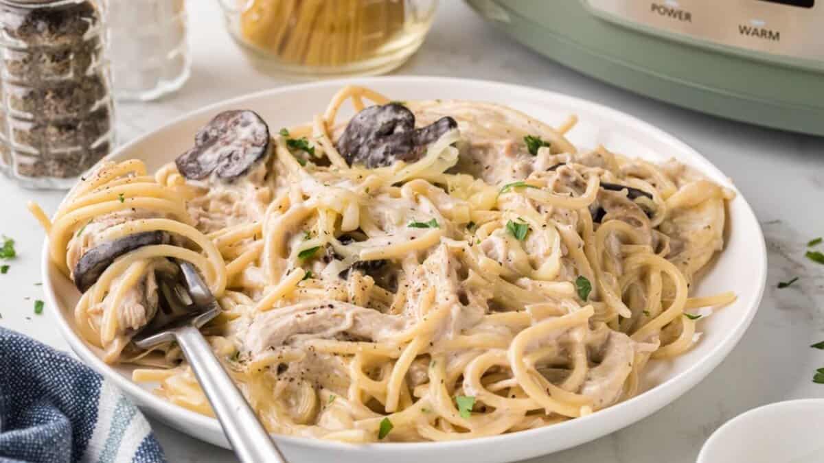 Slow Cooker Chicken Tetrazzini.