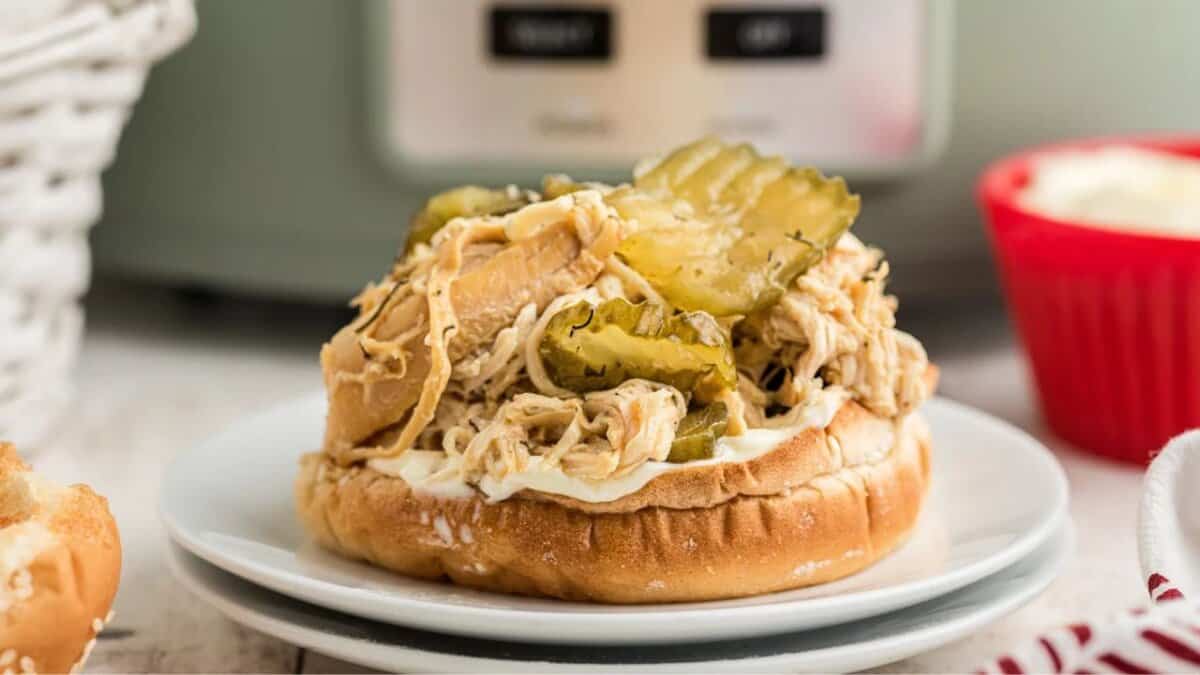 Slow Cooker Dill Pickle Chicken.