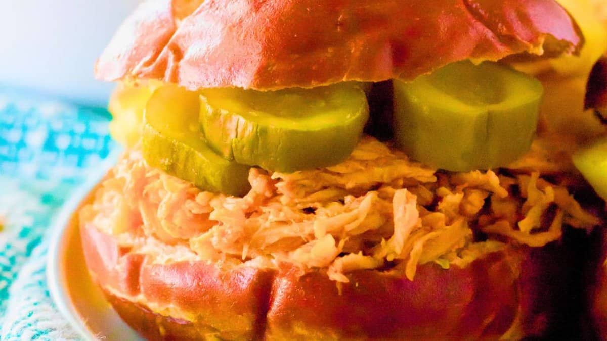 Slow Cooker Hot Honey Chicken Sandwiches.