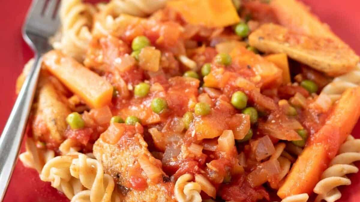 Slow Cooker Vegetarian Sausage Casserole.