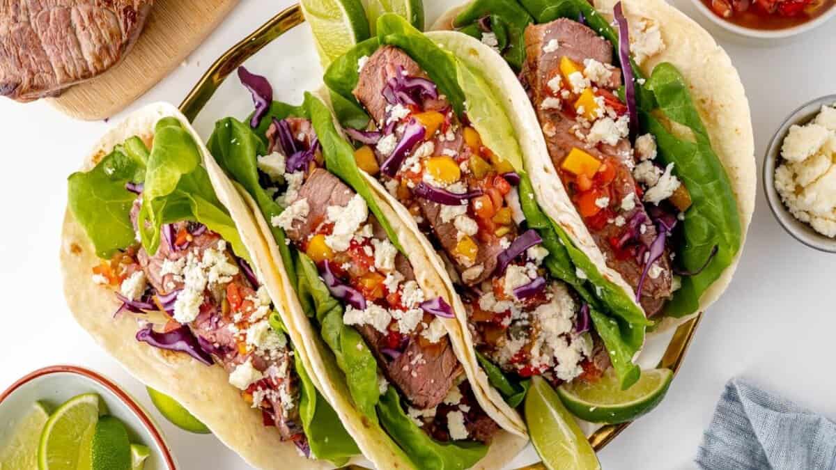 Tropical Steak Tacos.