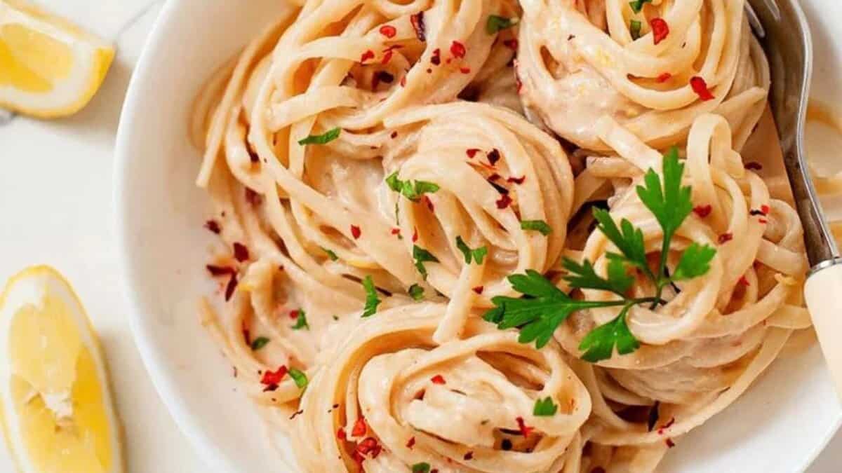Vegan Creamy Tahini Pasta.