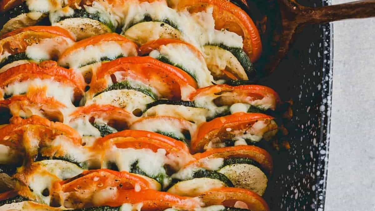 Zucchini Tomato Mozzarella Bake.