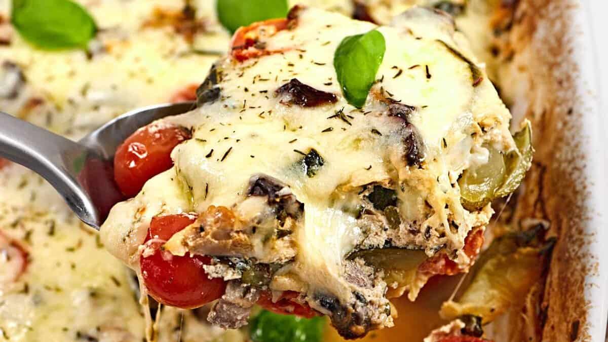 Zucchini Tomato Mushroom Casserole.