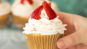 Strawberry filled cupcake.