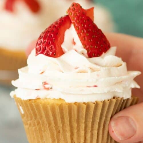 Strawberry filled cupcake.